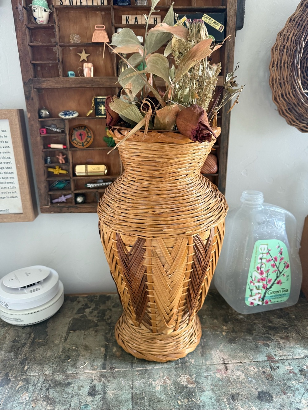 Handwoven Wicker Decorative Vase in Natural Brown